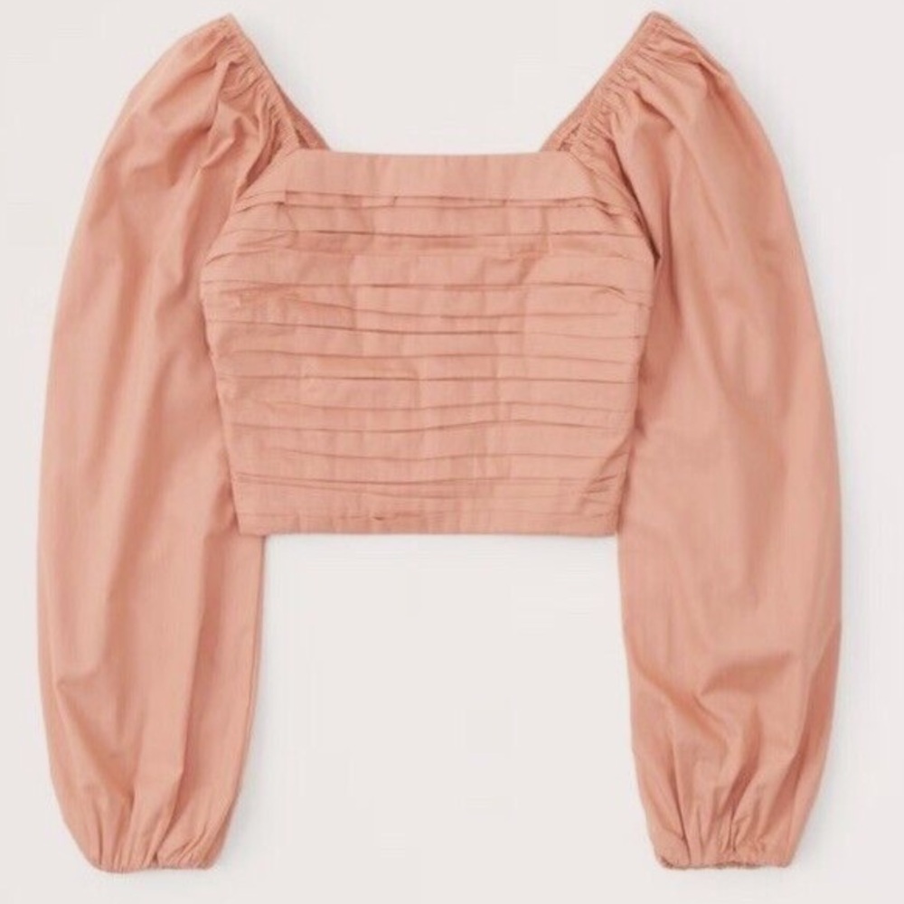 A&F Long-Sleeve Ruched Bodice Puff Sleeve Top